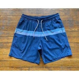 FAIR HARBOR Gray/Blue Striped Swim Shorts sz XL